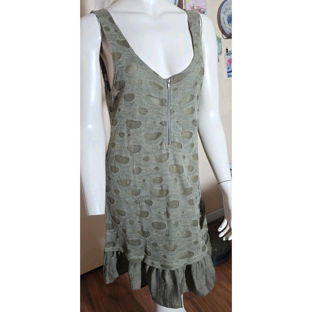 Blue Bird Brown Tank Top Dress L 90s Y2K Whimsigoth Grunge‎ Fairy Romantic